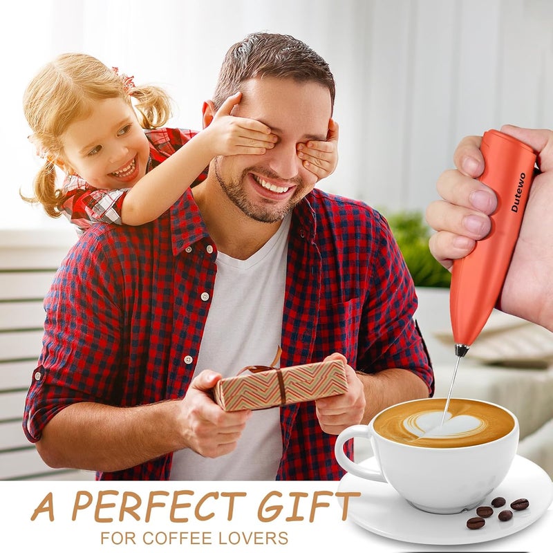 Dutewo Hand Mixer Milk Frother for Coffee - Frother Handheld Foam Maker for Lattes, Electric whisk Drink Mixer Mini Foamer for Cappuccino, Frappe, Matcha, Hot Chocolate, Red 178C - Image 4
